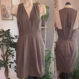 Reiss womens khaki Rakele Cotton Satine dress size 4